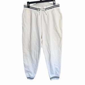 J Crew University terry sweatpant striped cuffs women's Ivory Sz 12 Sailorchic